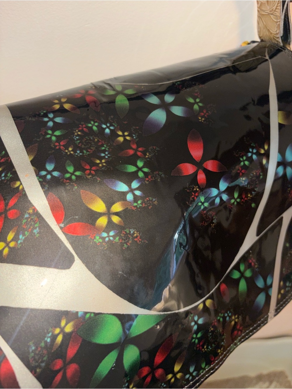 Ebarrito Italian Patchwork Leather Messenger Bag Crossbody Floral Art Unique - Picture 6 of 15